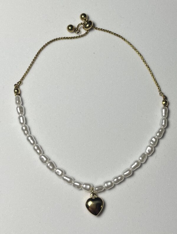 Stainless steel hart armband - wit-/goudkleurig