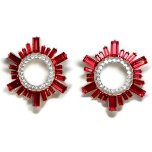 Rode statement oorbellen