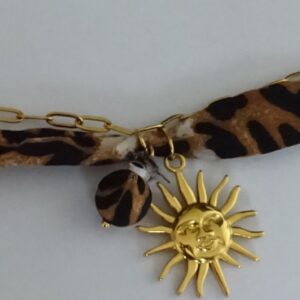 Gepanterde stoffen-stainless steel armband - Afbeelding 3