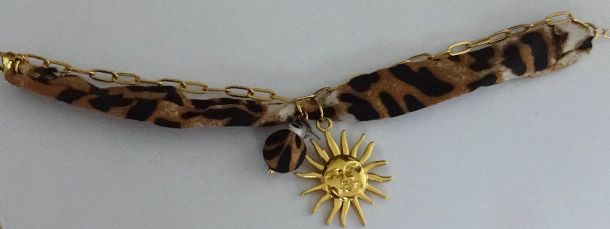 Gepanterde stoffen-stainless steel armband - Afbeelding 3