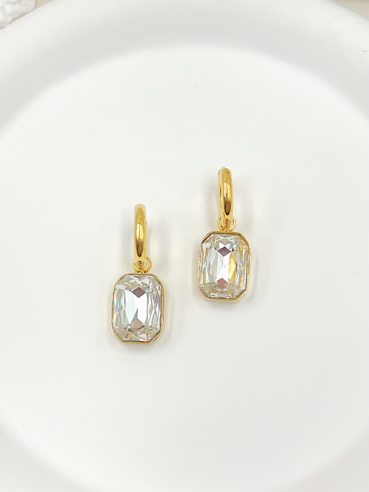 Strass oorring - wit