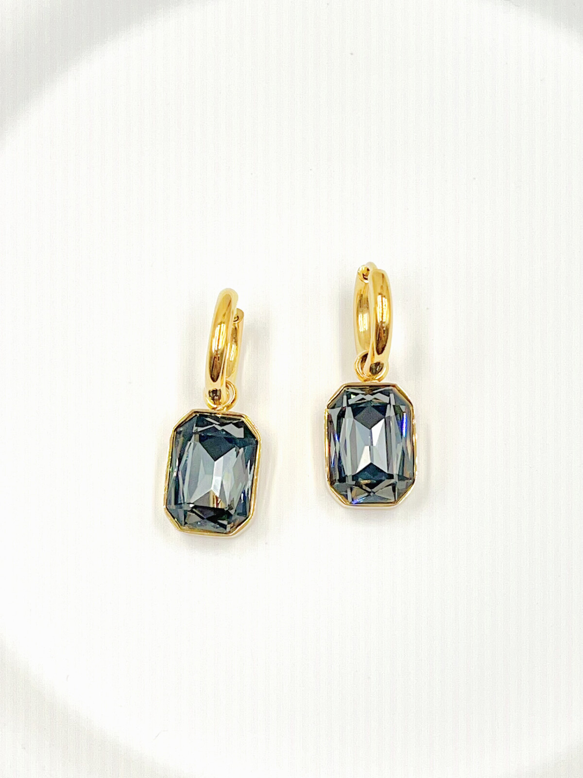 Strass oorring - grijs