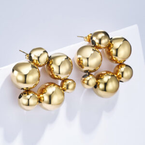 Gebubbelde oorbellen - goudkleurig