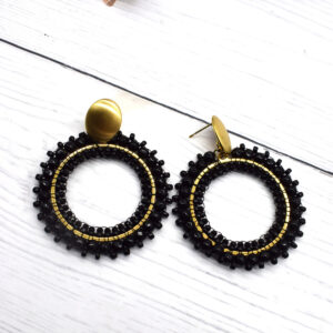 Zwarte statement oorbellen - stainless steel